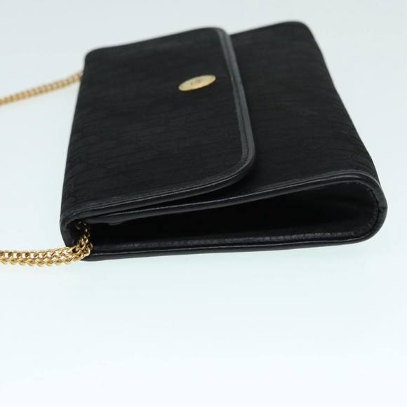 Christian Dior Trotter Canvas Chain Shoulder Bag Black Gold Auth 90397 - Picture 4 of 16